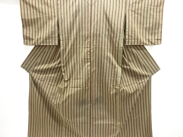JAPANESE KIMONO / ANTIQUE STRIPED TSUMUGI HITōE KIMONO